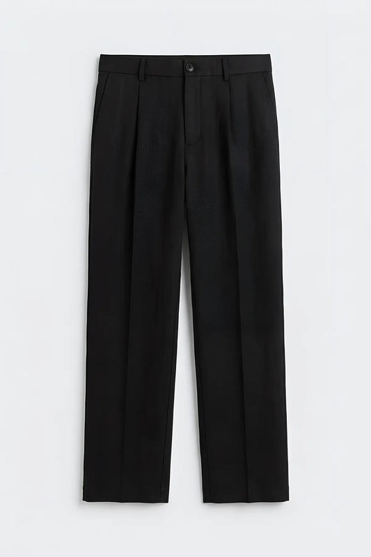 Keten Karışımlı Beli Lastikli Erkek Pantolon - on gorunum