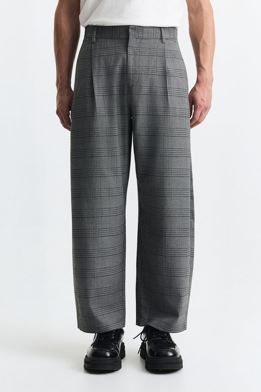 Barrel Fit Ekose Pantolon