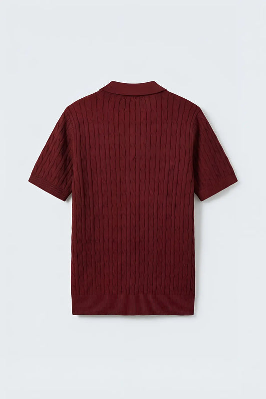 Antioch Dokulu Örgülü Erkek Triko T-Shirt - arka gorunum
