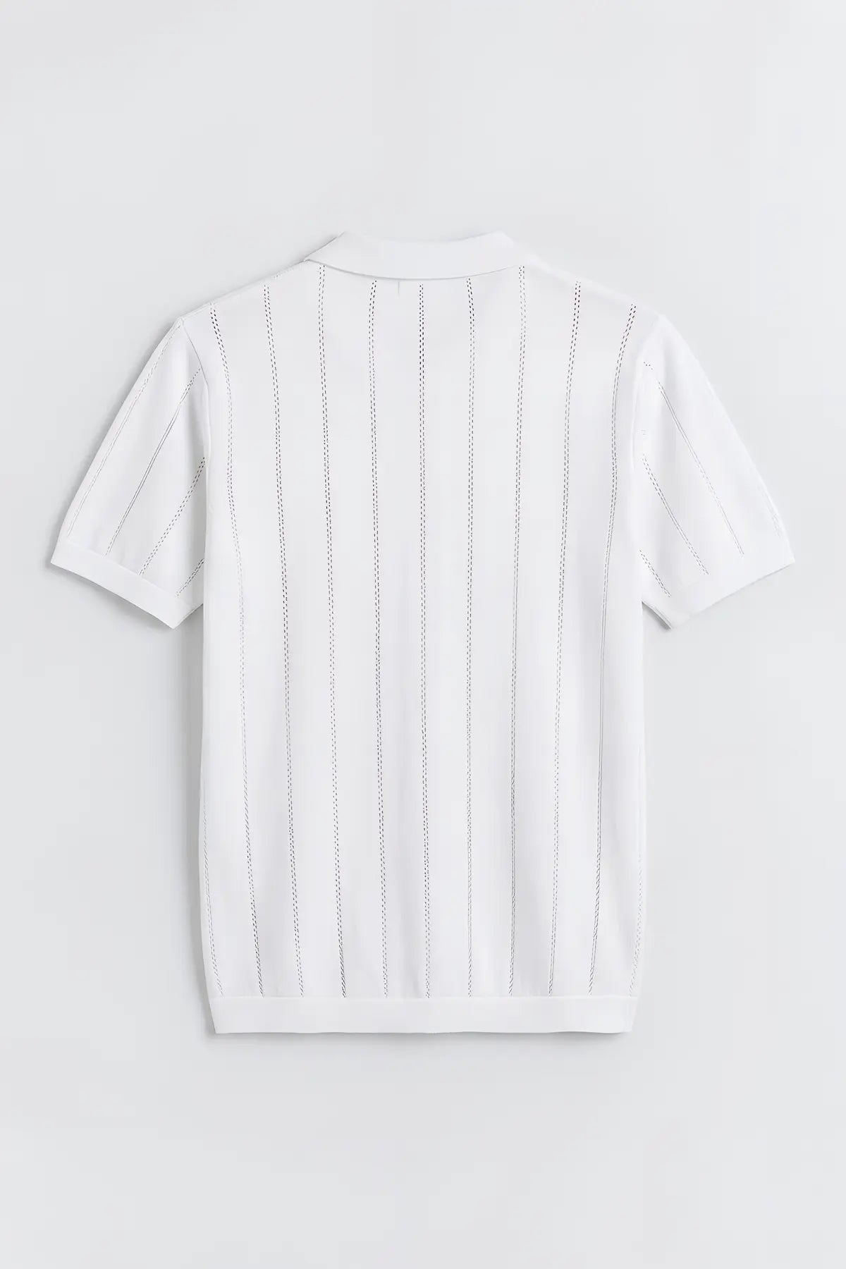Antioch Fermuar Yaka Çizgili Triko Erkek T-Shirt - arka gorunum