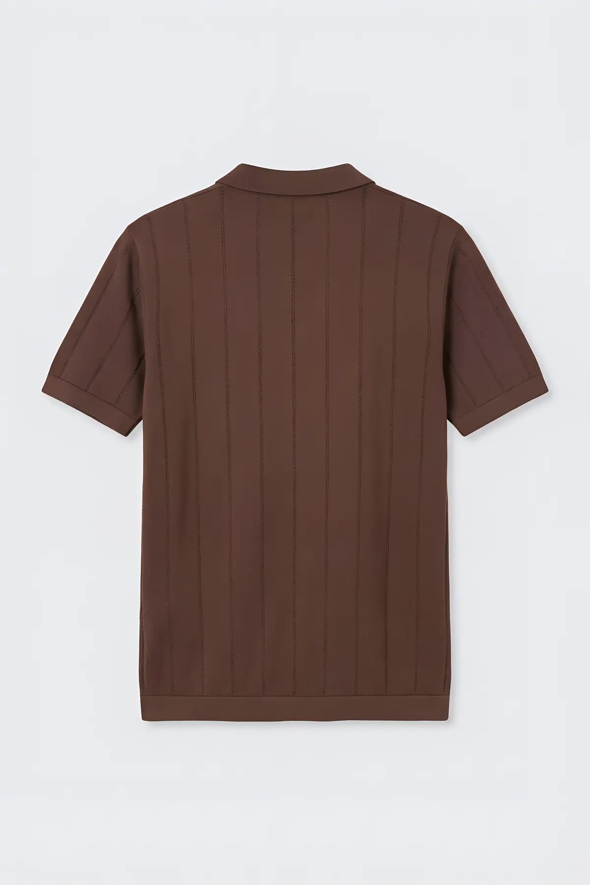Antioch Fermuar Yaka Çizgili Triko Erkek T-Shirt - arka gorunum