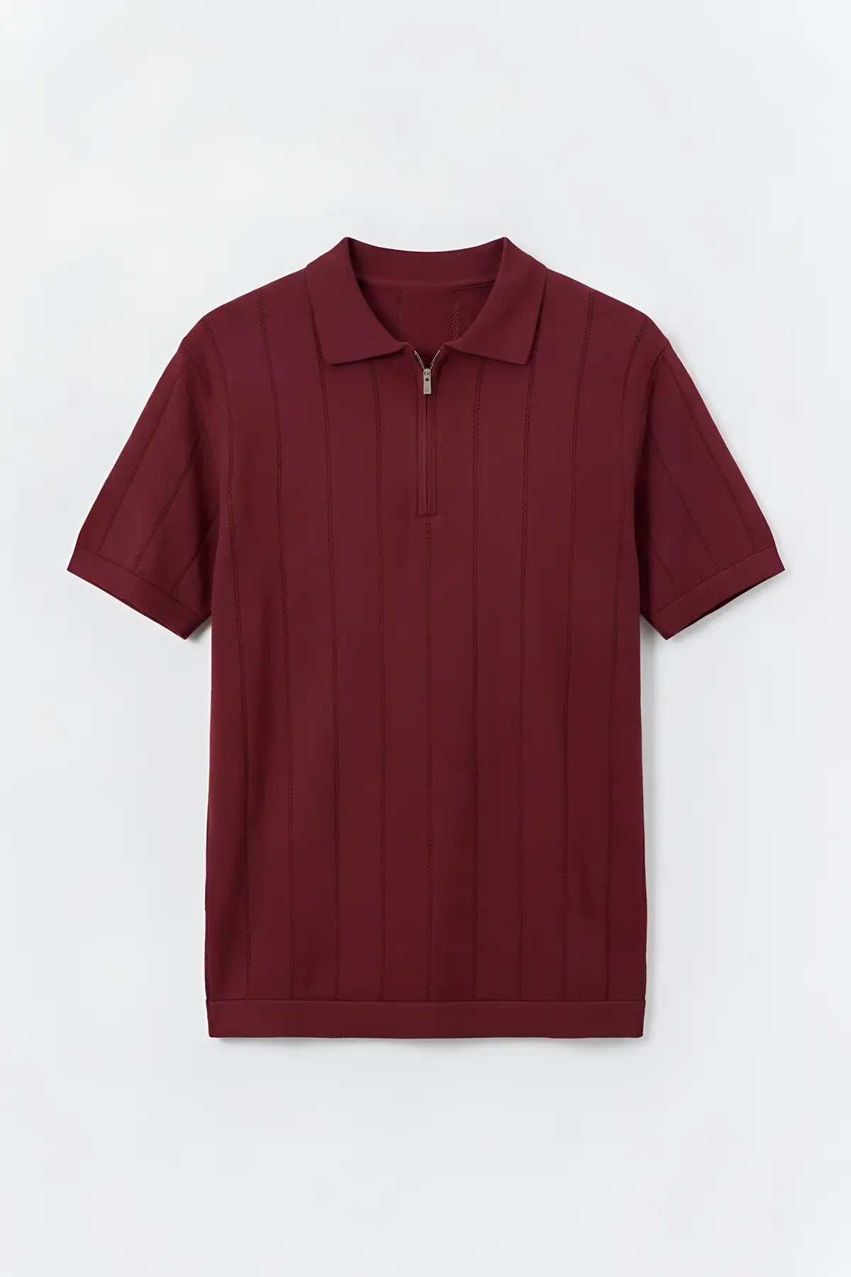 Antioch Fermuar Yaka Çizgili Triko Erkek T-Shirt - on gorunum