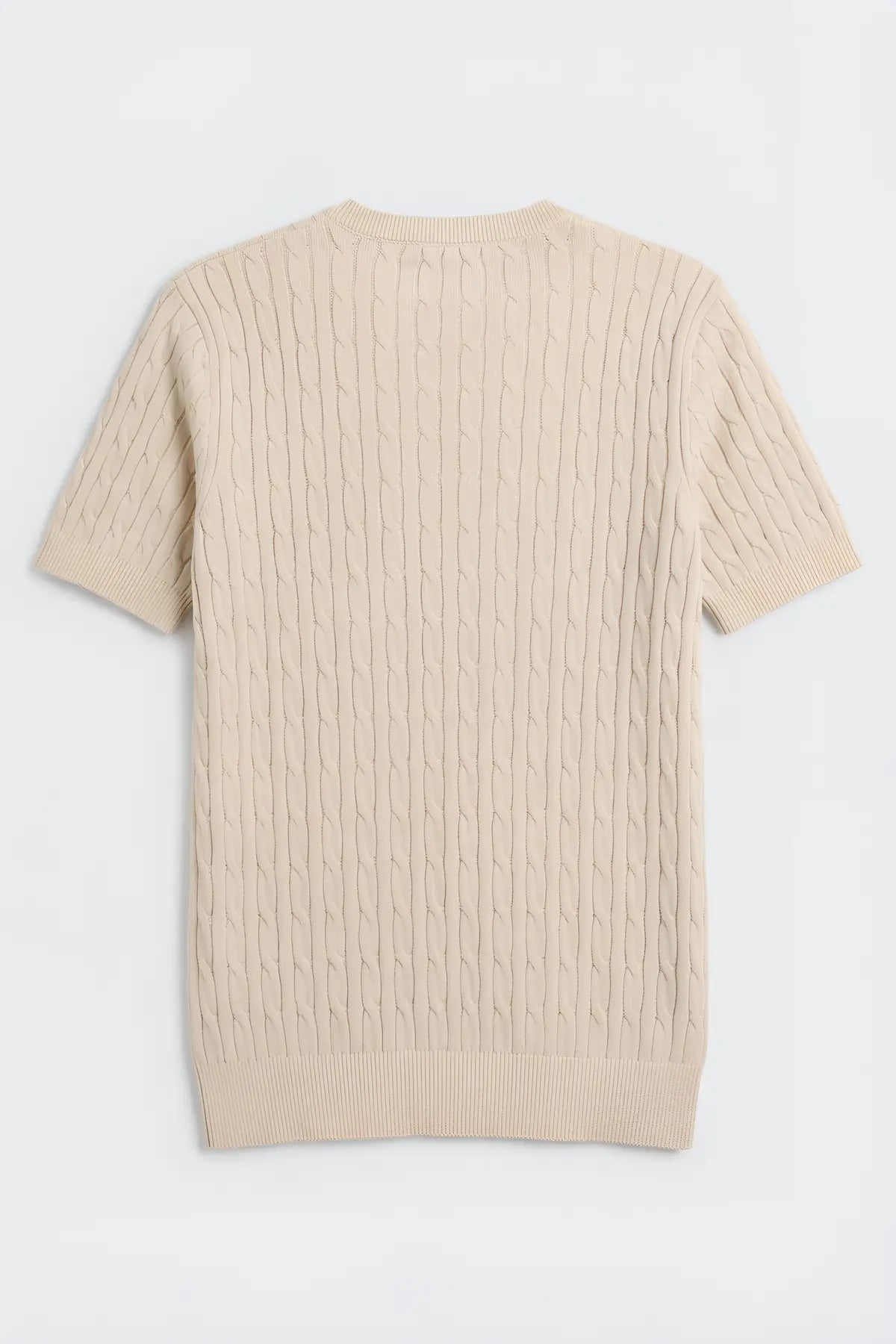 Antioch Pamuklu Burgu Örgü Erkek Triko T-Shirt - arka gorunum