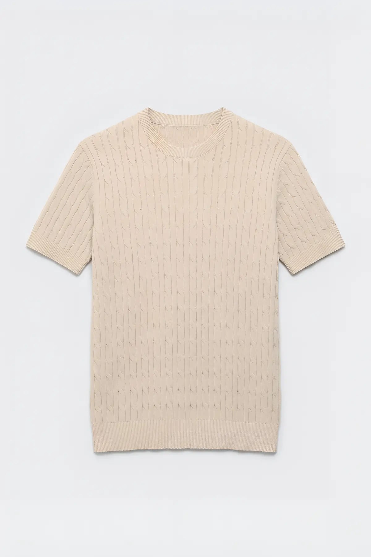 Antioch Pamuklu Burgu Örgü Erkek Triko T-Shirt - on gorunum