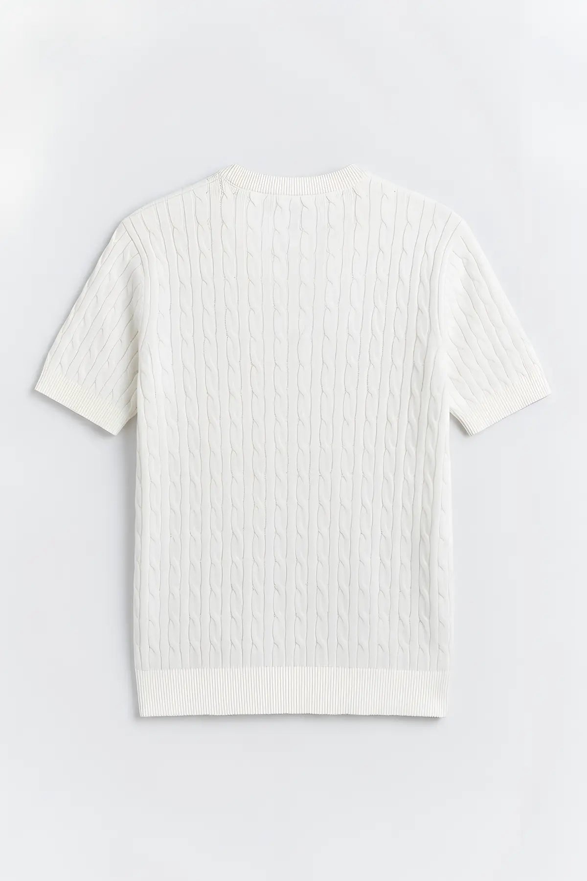 Pamuklu Burgu Örgü Erkek Triko T-Shirt - arka gorunum