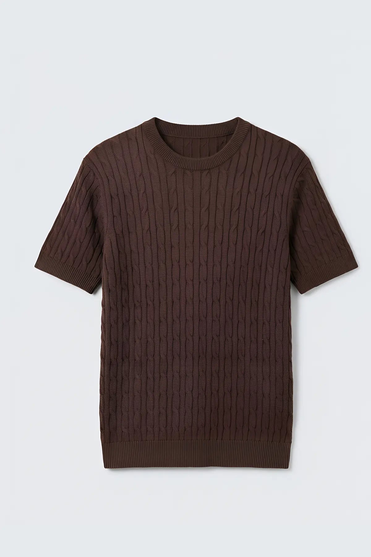 Antioch Pamuklu Burgu Örgü Erkek Triko T-Shirt - on gorunum