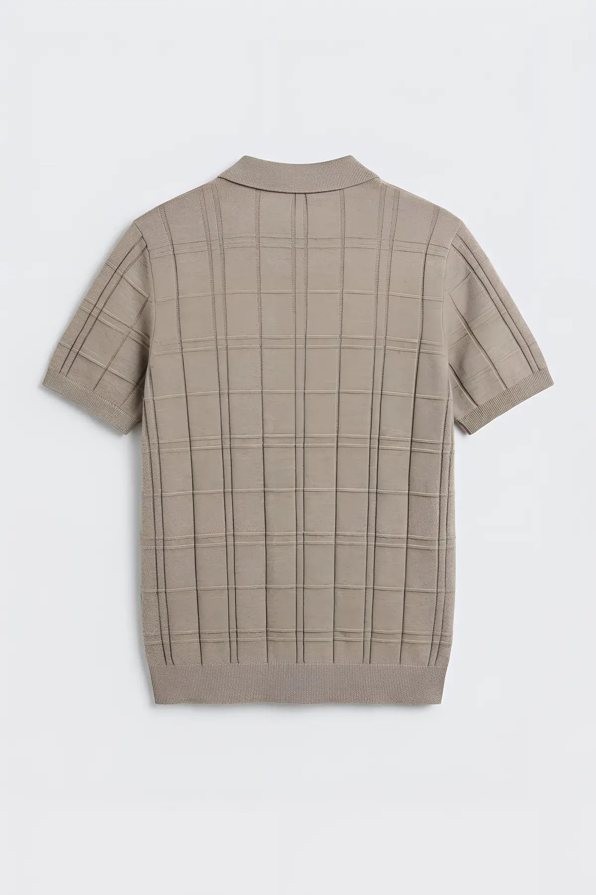 Kareli Desenli Erkek Triko T-Shirt - arka gorunum