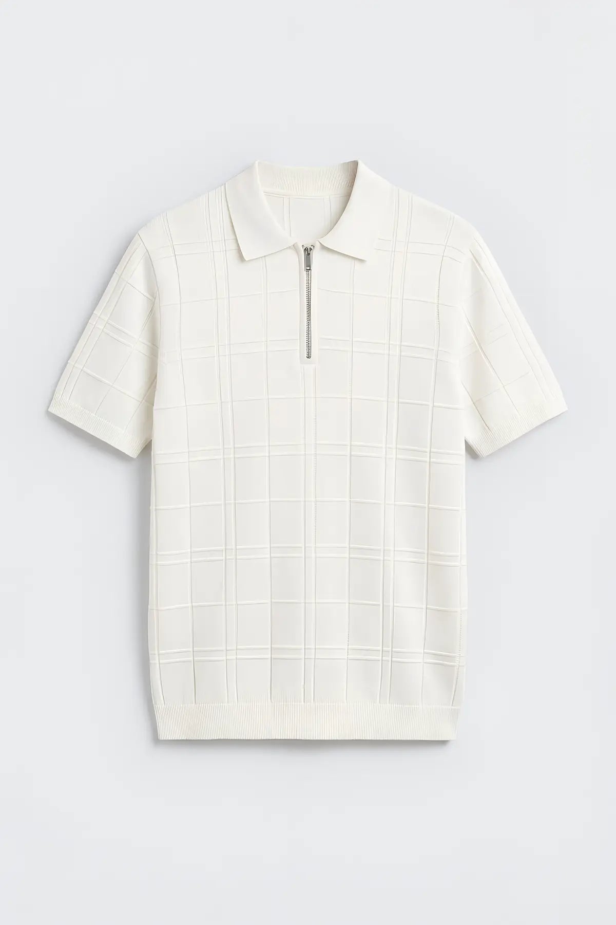 Kareli Desenli Erkek Triko T-Shirt - on gorunum