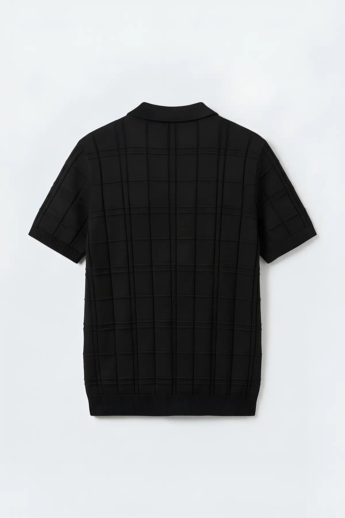 Kareli Desenli Erkek Triko T-Shirt - arka gorunum