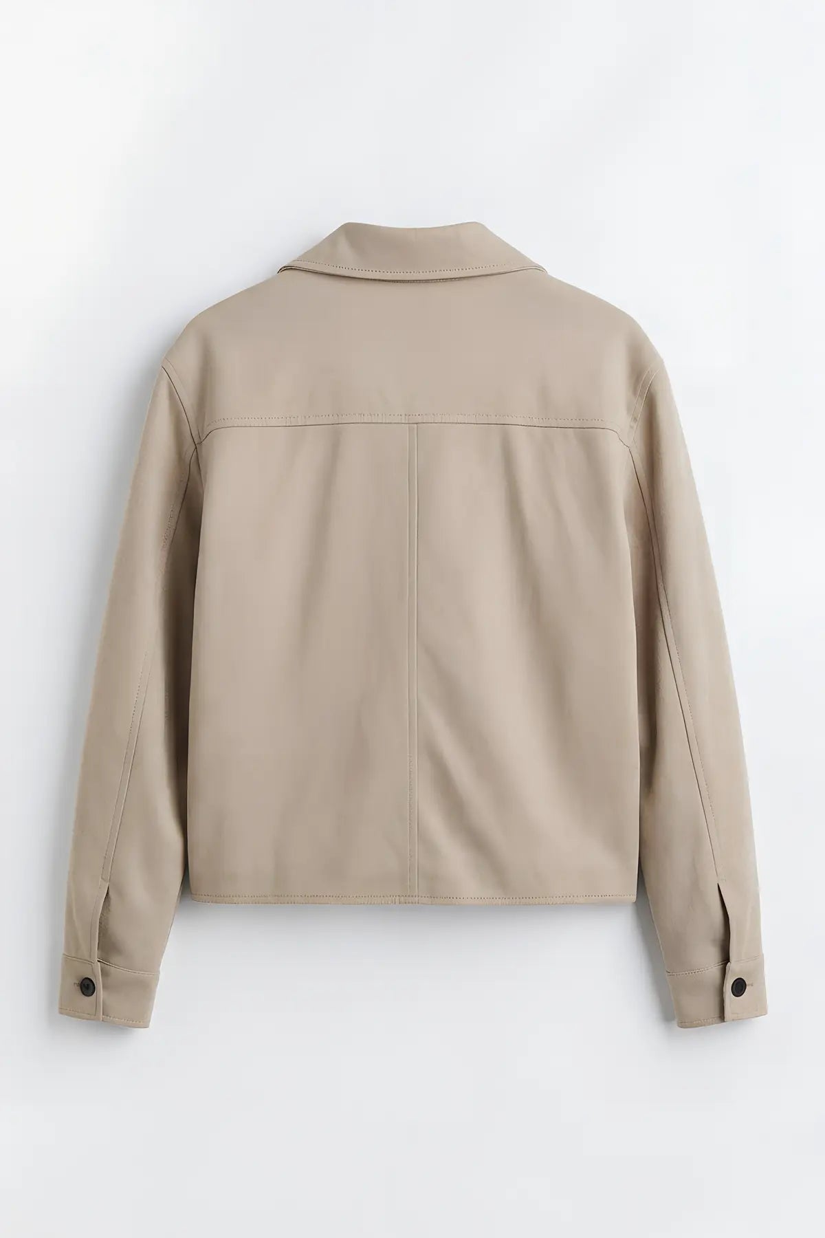 Crop Fit Suni Süet Ceket - arka gorunum