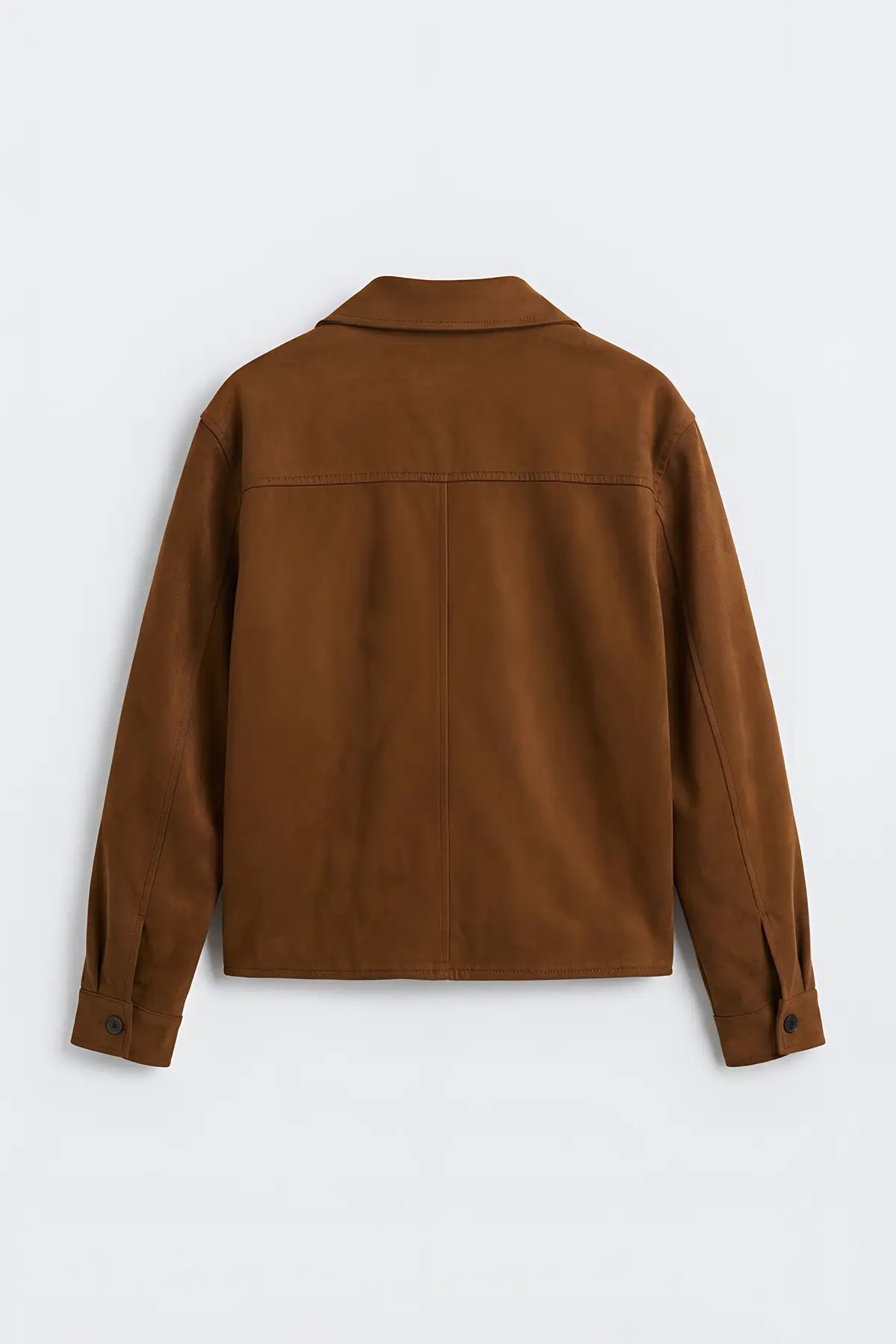 Crop Fit Suni Süet Ceket - arka gorunum