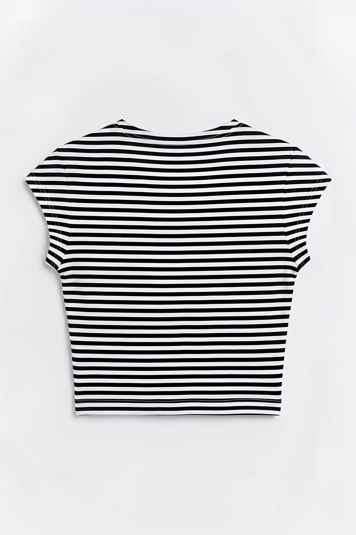 Antioch Crop Fit Çizgili Kadın T-Shirt - arka gorunum