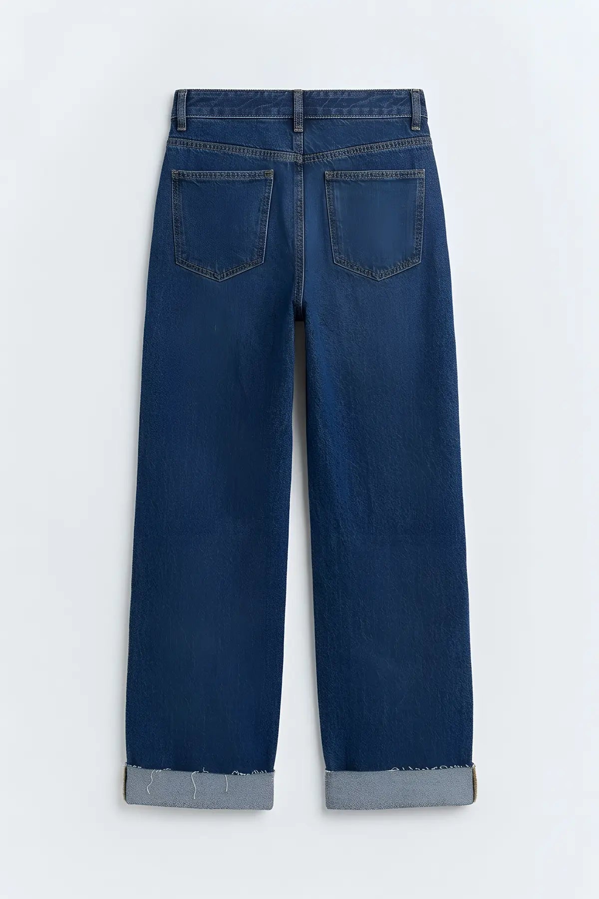 Katlanmış Paça Barrel Jean - arka gorunum