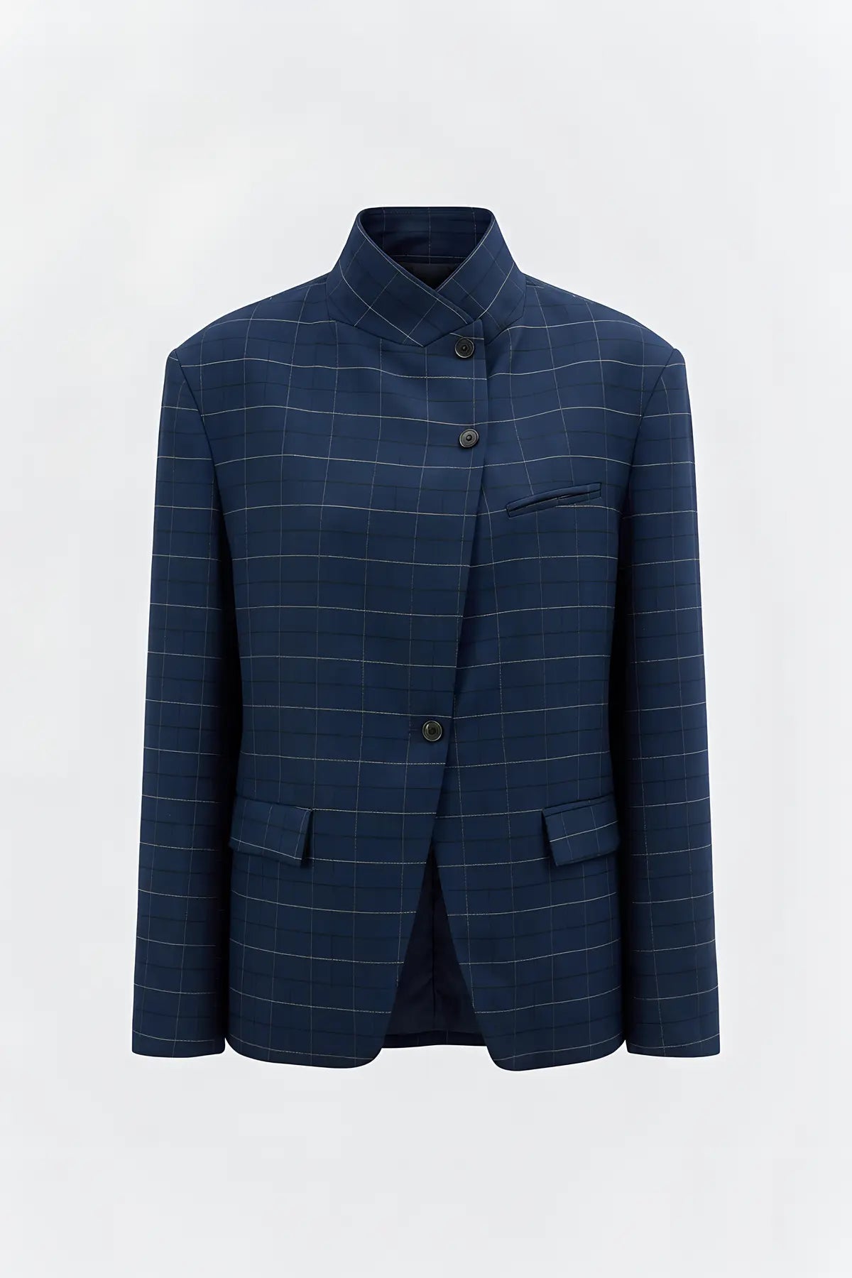 Antioch Kareli Dik Yaka Kadın Blazer Ceket - on gorunum