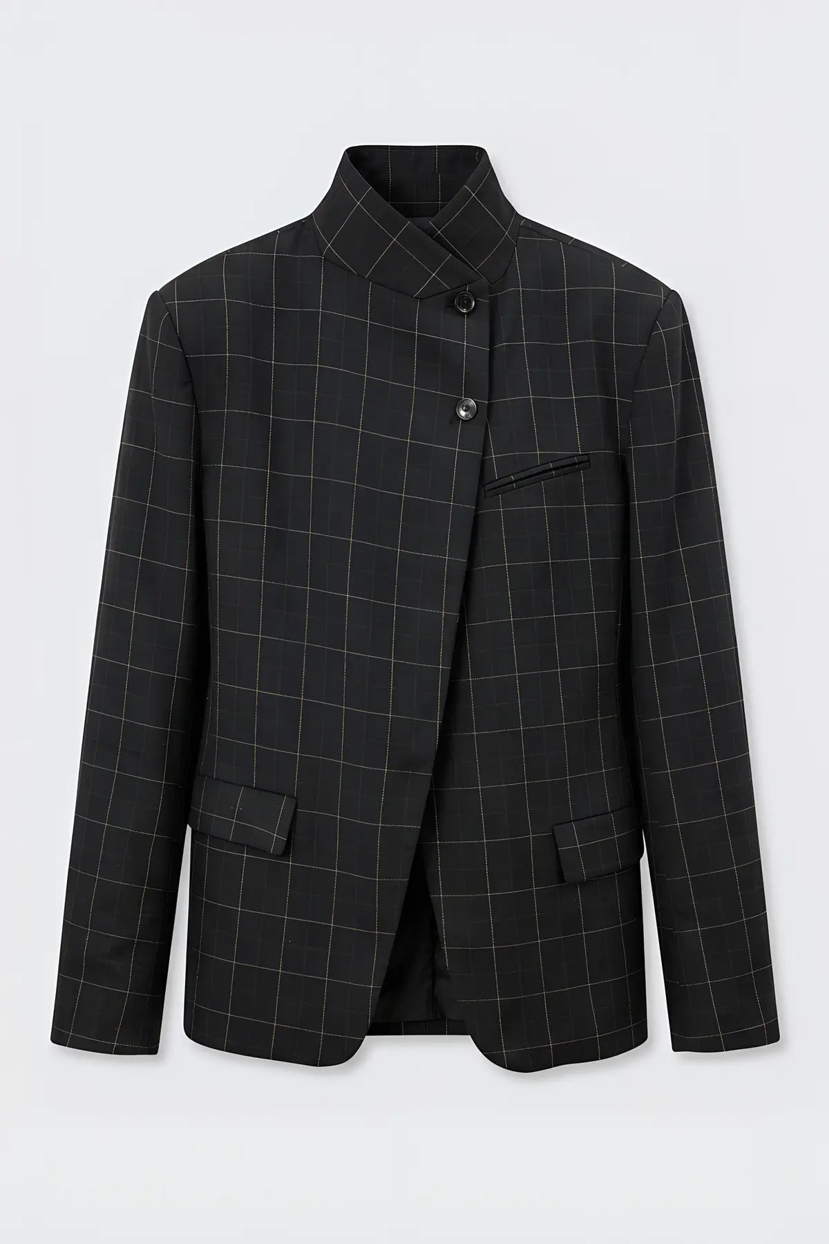 Antioch Kareli Dik Yaka Kadın Blazer Ceket - on gorunum
