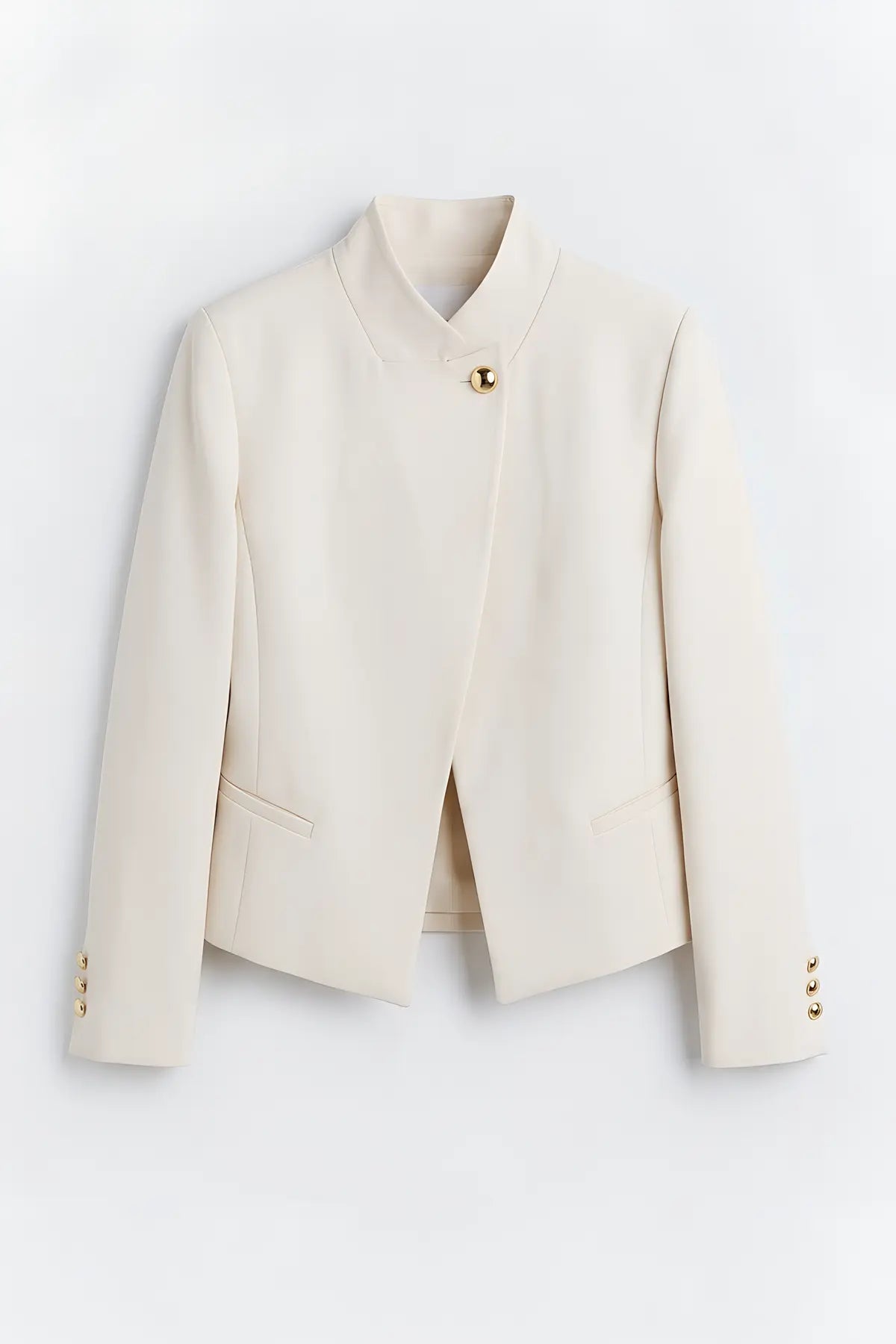 Dik Yaka Tek Düğme Blazer Ceket - on gorunum