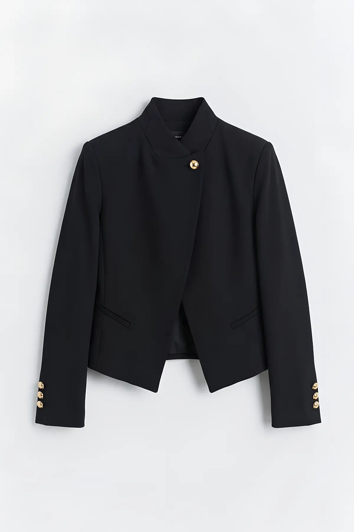 Dik Yaka Tek Düğme Blazer Ceket - on gorunum
