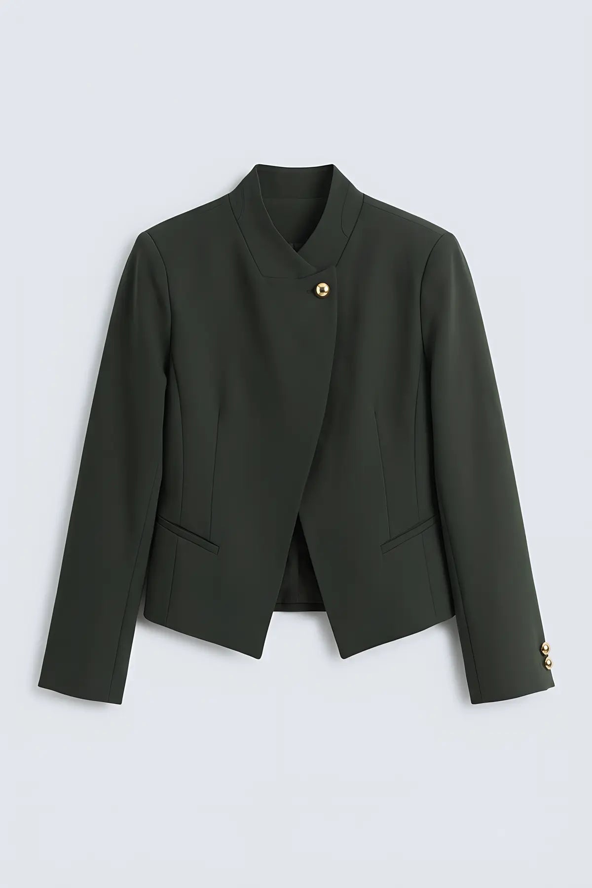 Dik Yaka Tek Düğme Blazer Ceket - on gorunum