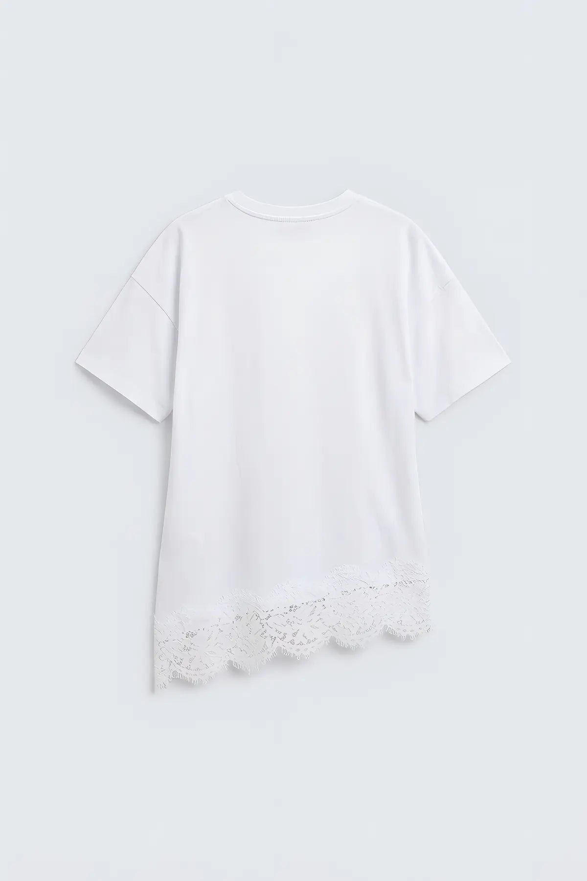 Antioch Dantelli Pamuklu Kadın T-Shirt - arka gorunum