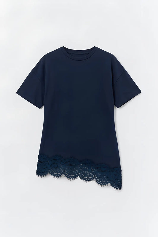 Antioch Dantelli Pamuklu Kadın T-Shirt - on gorunum