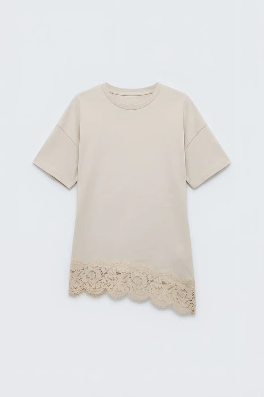 Antioch Dantelli Pamuklu Kadın T-Shirt - on gorunum