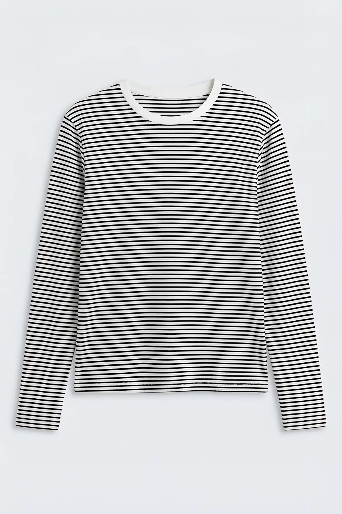 Çizgili Uzun Kollu T-Shirt - on gorunum