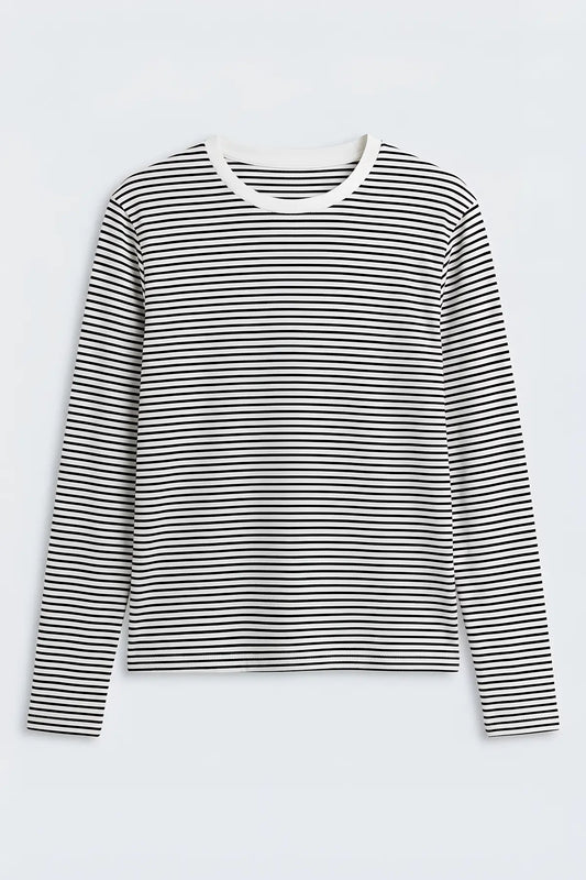 Çizgili Uzun Kollu T-Shirt - on gorunum