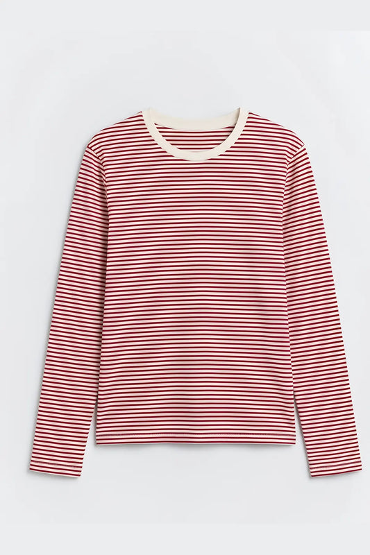 Çizgili Uzun Kollu T-Shirt - on gorunum