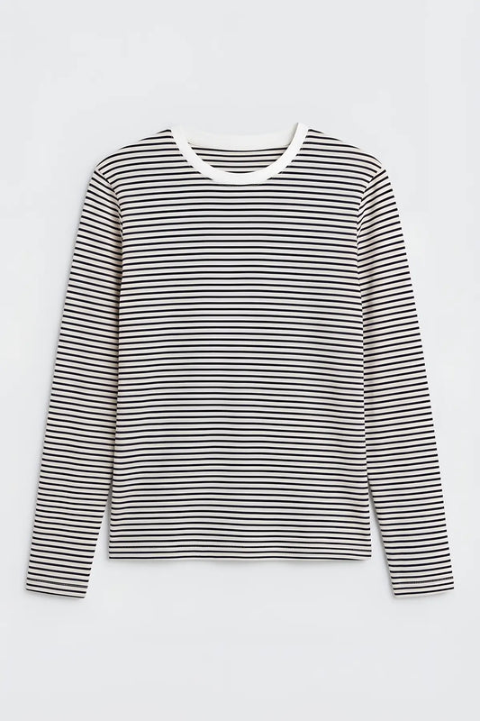Çizgili Uzun Kollu T-Shirt - on gorunum