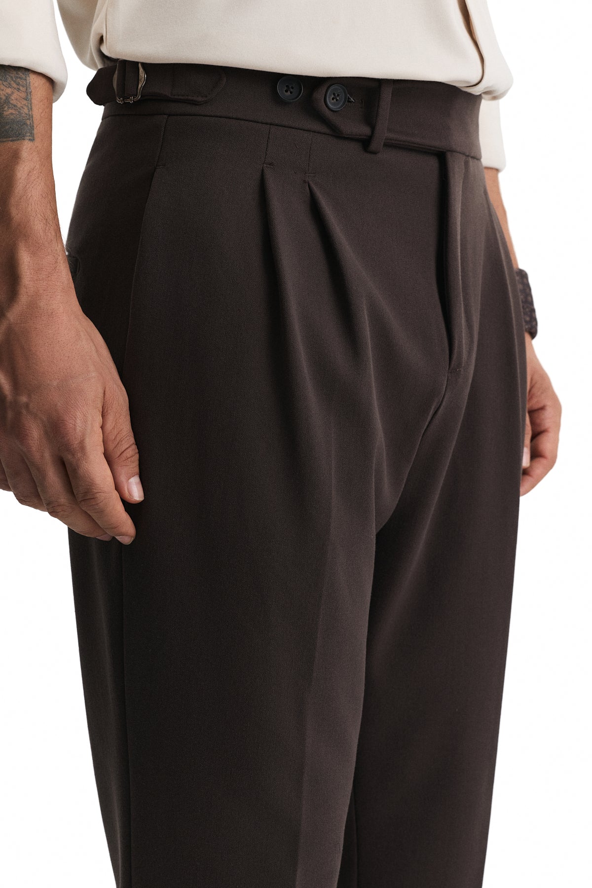 Yüksek Bel Pileli Carrot Fit Erkek Pantolon