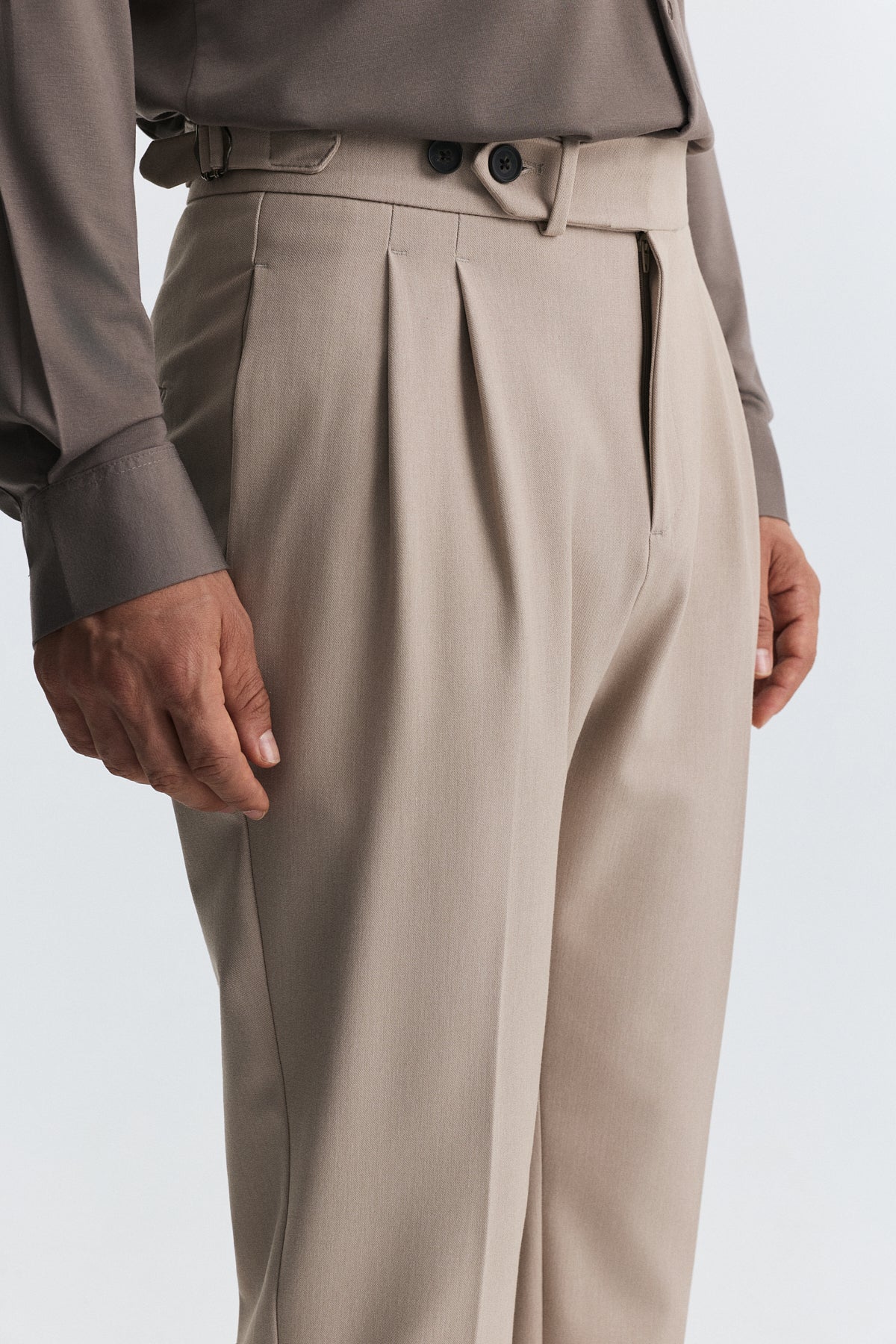 Yüksek Bel Pileli Carrot Fit Erkek Pantolon