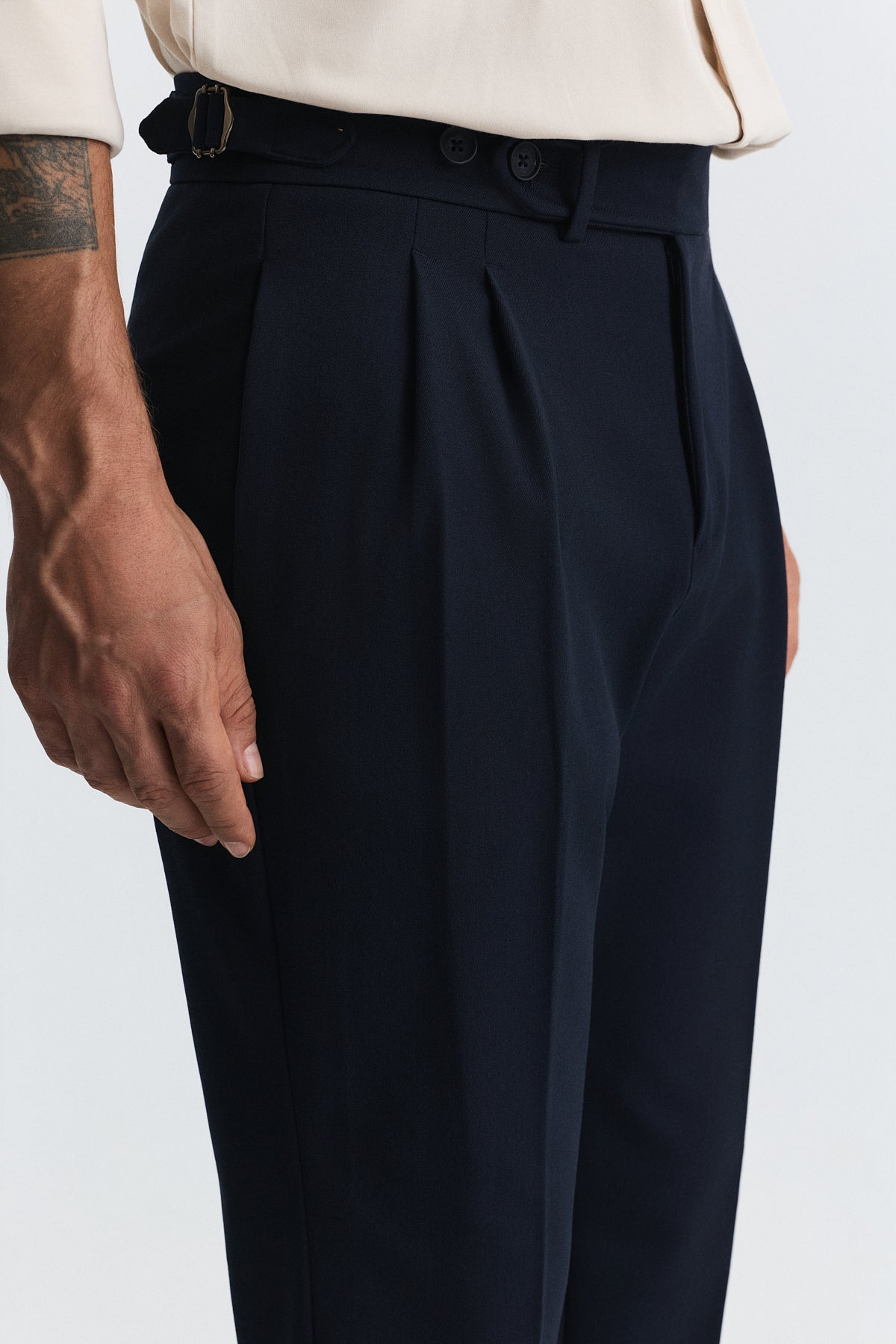 Yüksek Bel Pileli Carrot Fit Erkek Pantolon