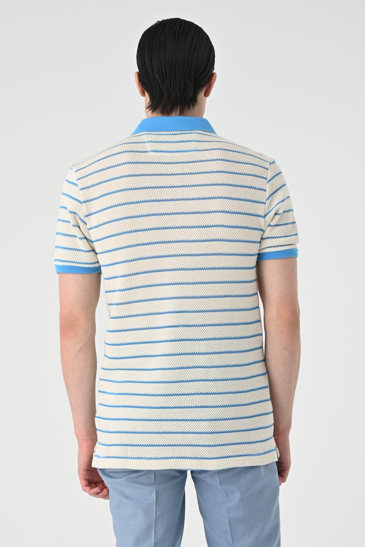Polo Yaka Slim Fit Çizgili Erkek T-Shirt