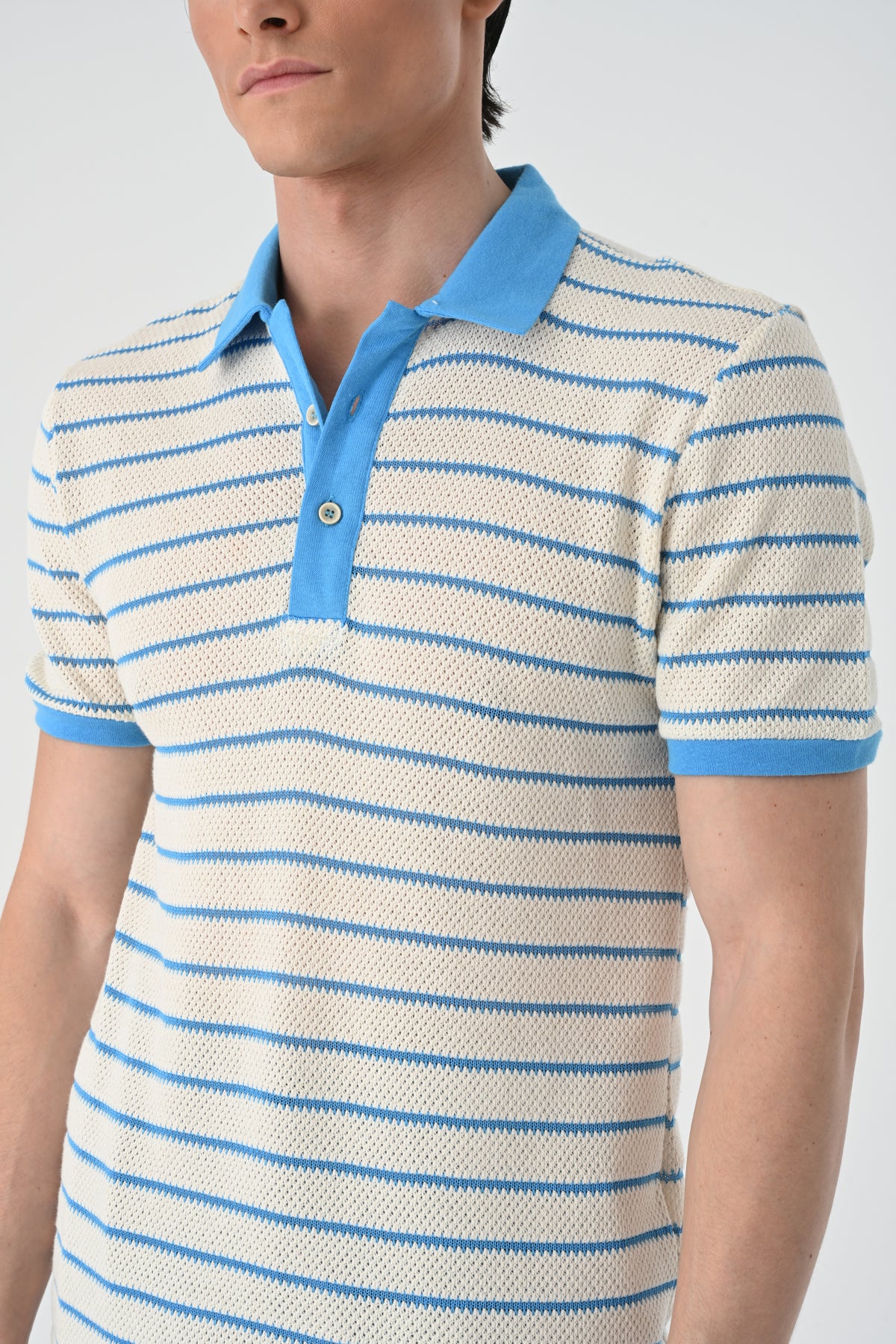 Polo Yaka Slim Fit Çizgili Erkek T-Shirt