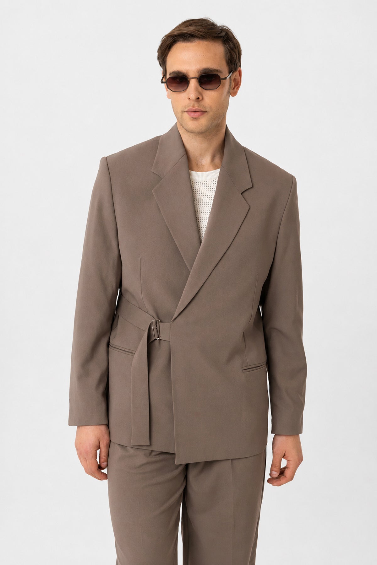 Kuşaklı Relax Fit Erkek Blazer Ceket