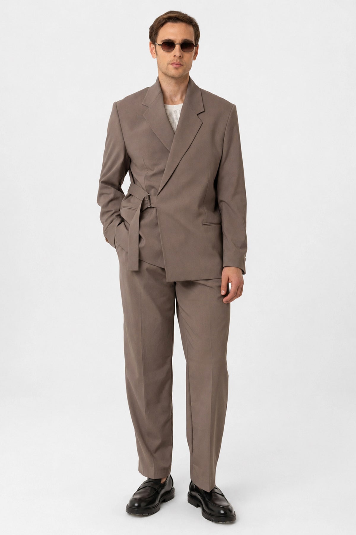 Kuşaklı Relax Fit Erkek Blazer Ceket