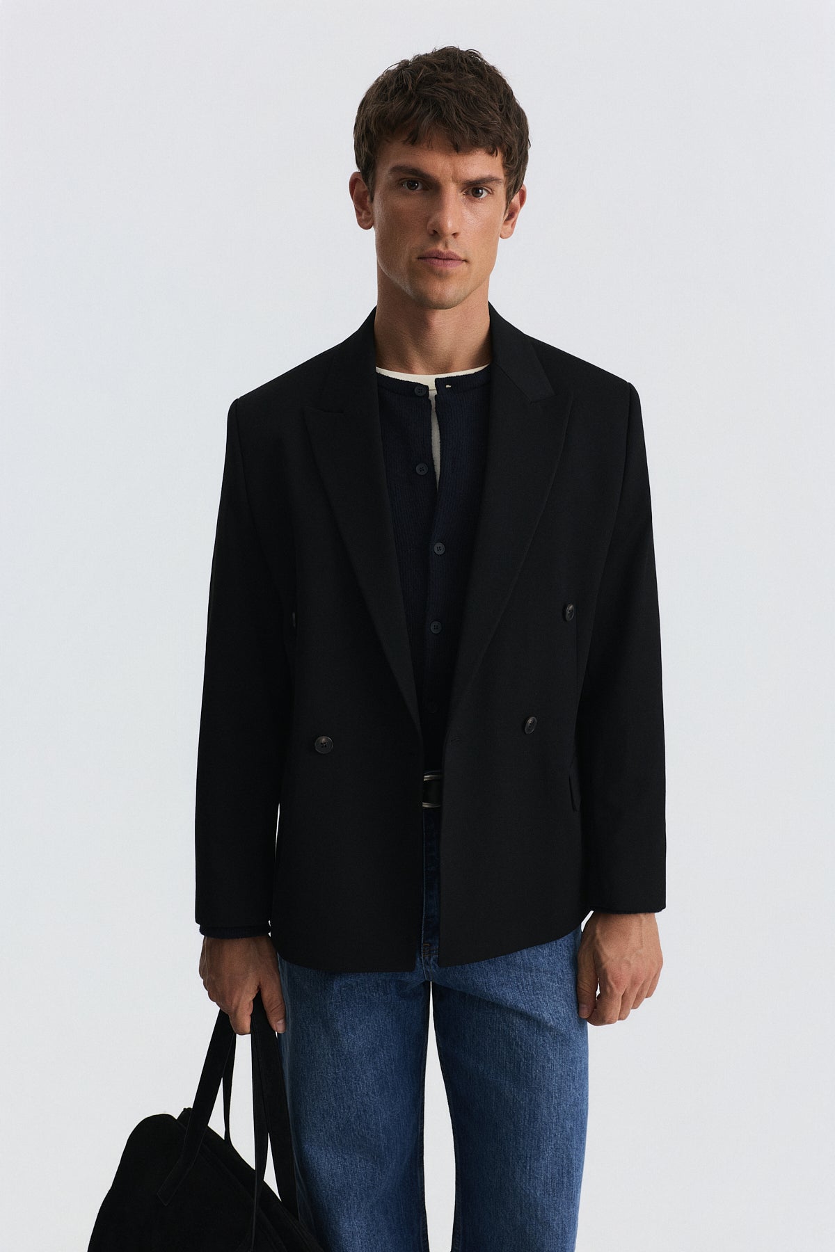 Relax Fit Kruvaze Erkek Blazer Ceket