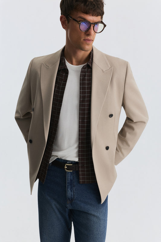 Relax Fit Kruvaze Erkek Blazer Ceket