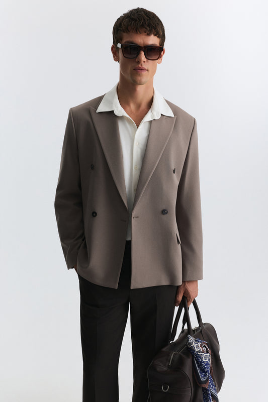 Relax Fit Kruvaze Erkek Blazer Ceket