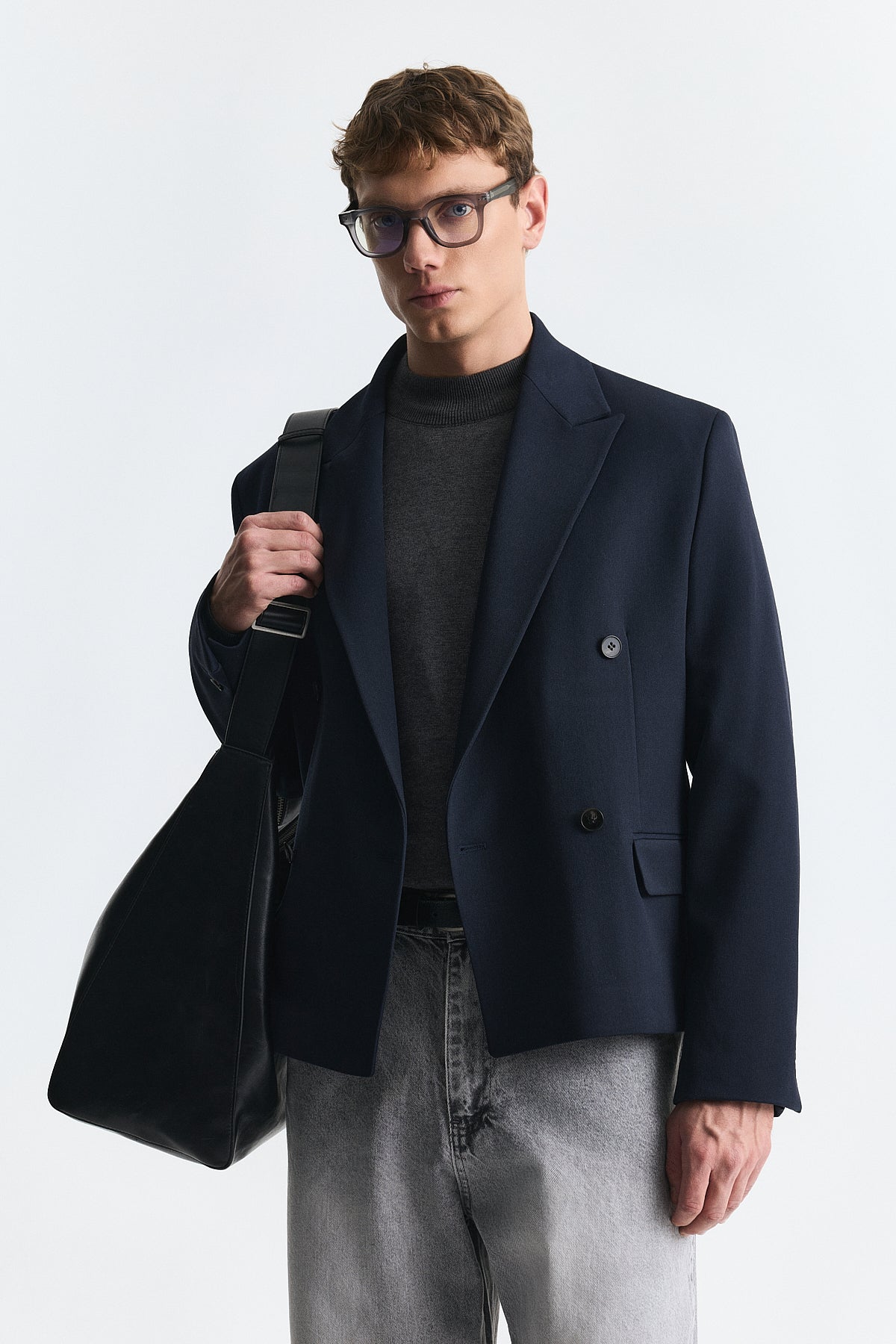 Antioch Kruvaze Relax Crop Fit Blazer Ceket