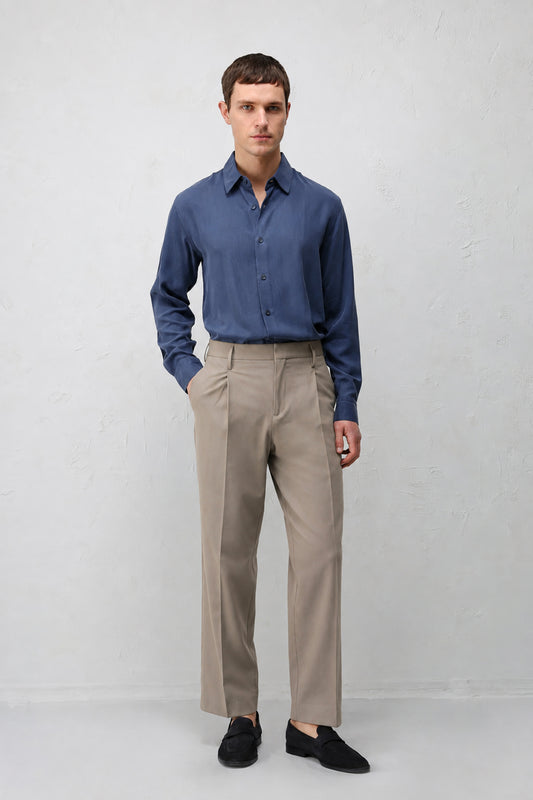 Relaxed Fit Pileli Erkek Pantolon