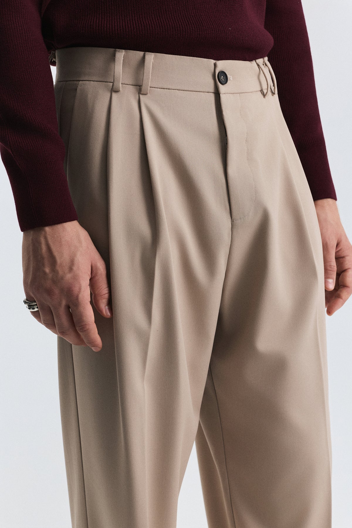 Pileli Relax Fit Erkek Erkek Pantolon