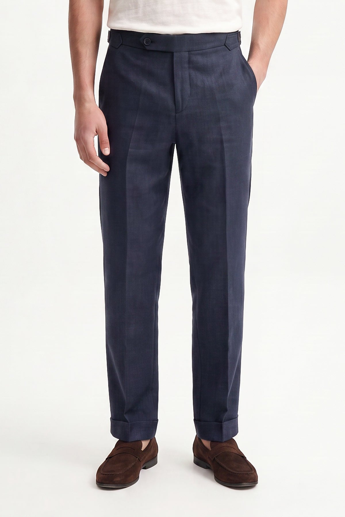 100% Keten Toka Detaylı Pantolon