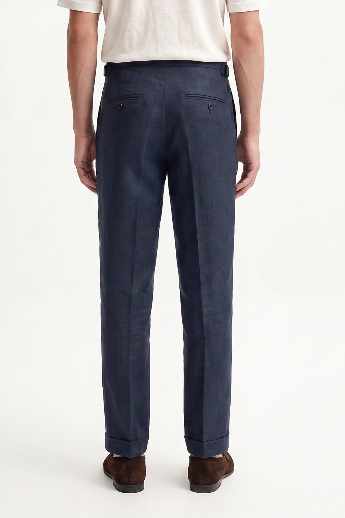 100% Keten Toka Detaylı Pantolon