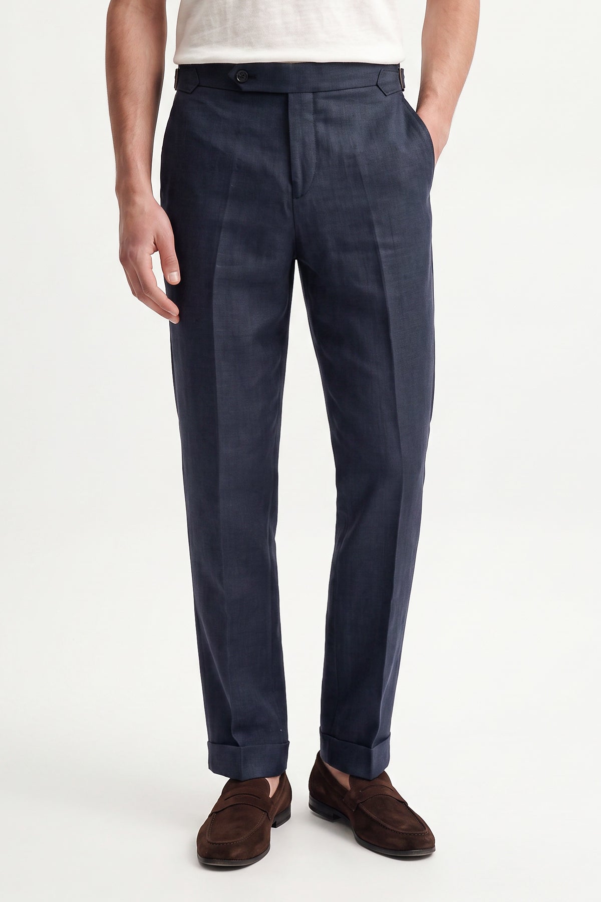 100% Keten Toka Detaylı Pantolon