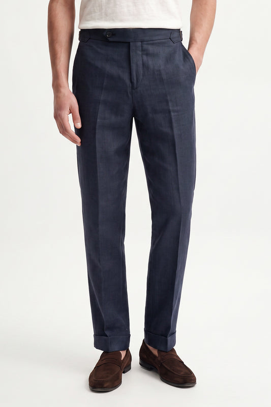 100% Keten Toka Detaylı Pantolon