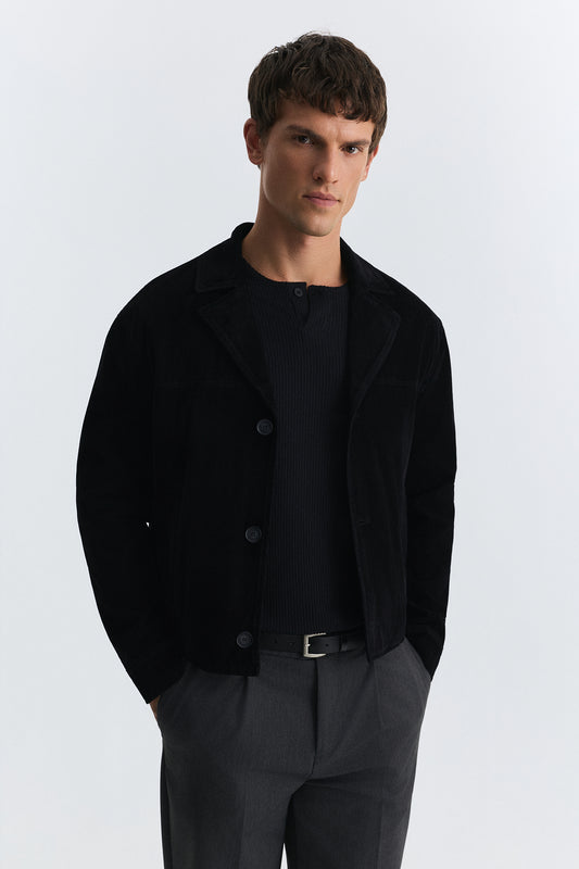 Crop Fit Suni Süet Ceket