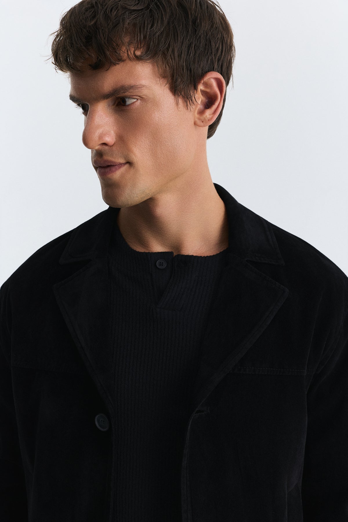Crop Fit Suni Süet Ceket