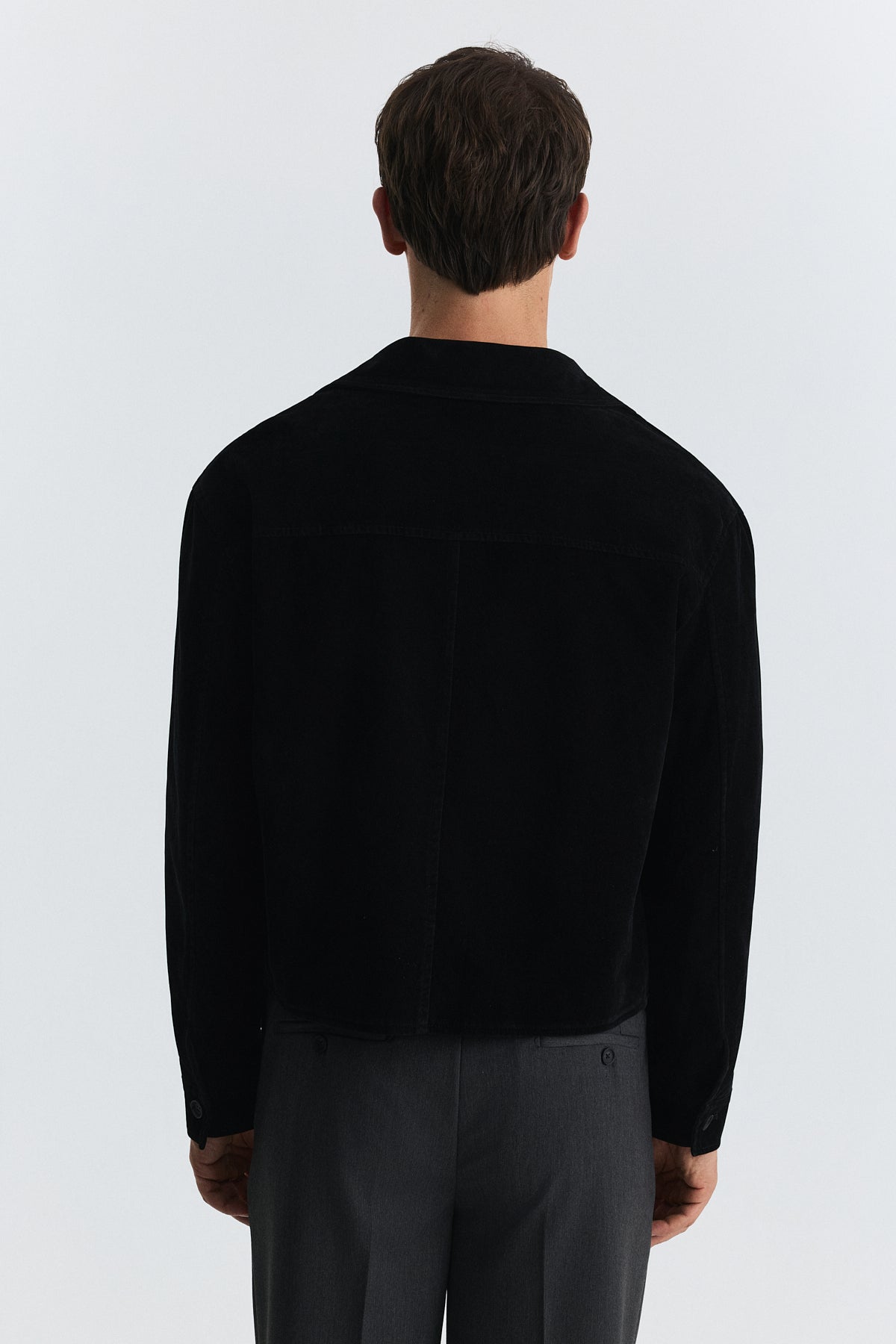 Crop Fit Suni Süet Ceket