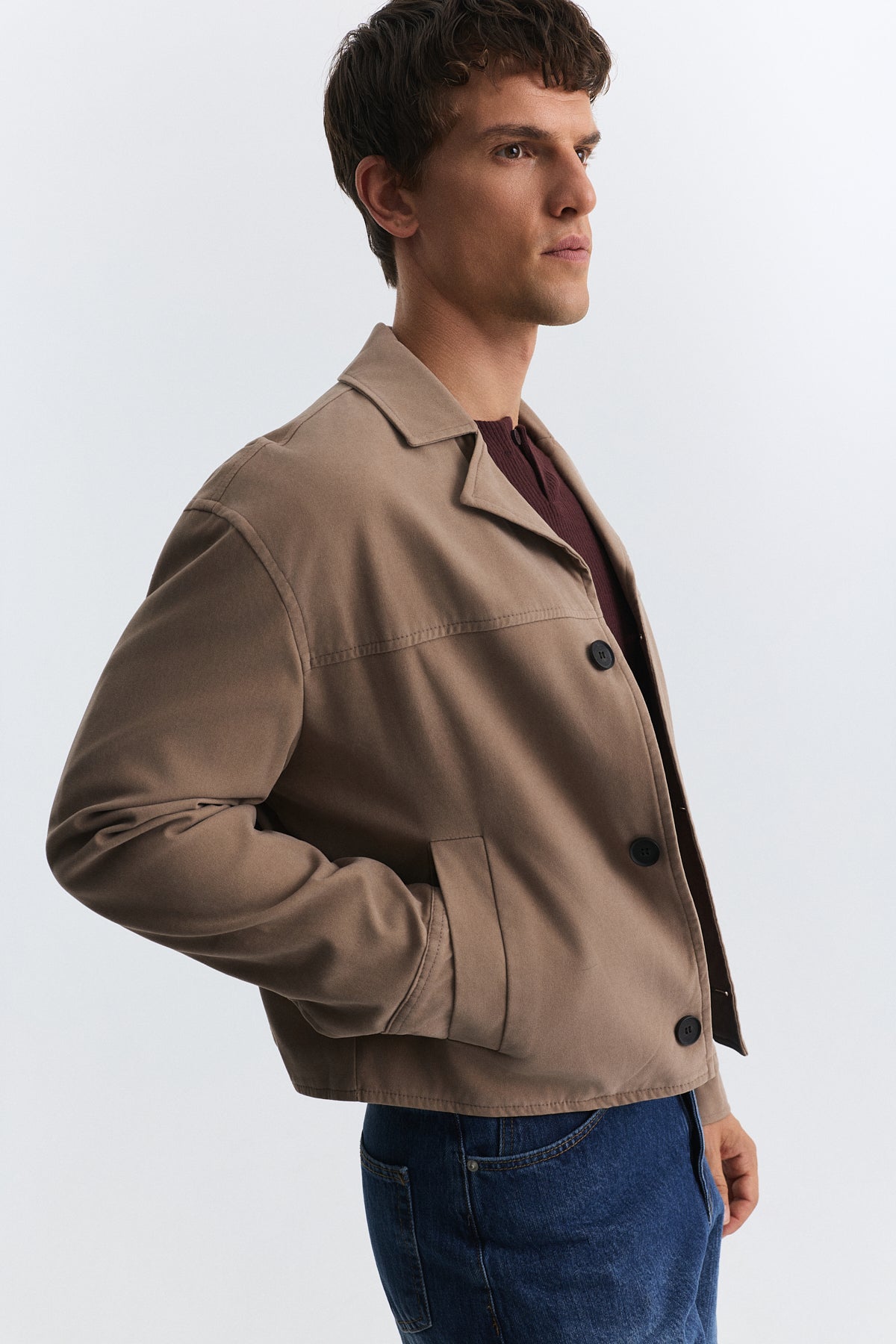 Crop Fit Suni Süet Ceket